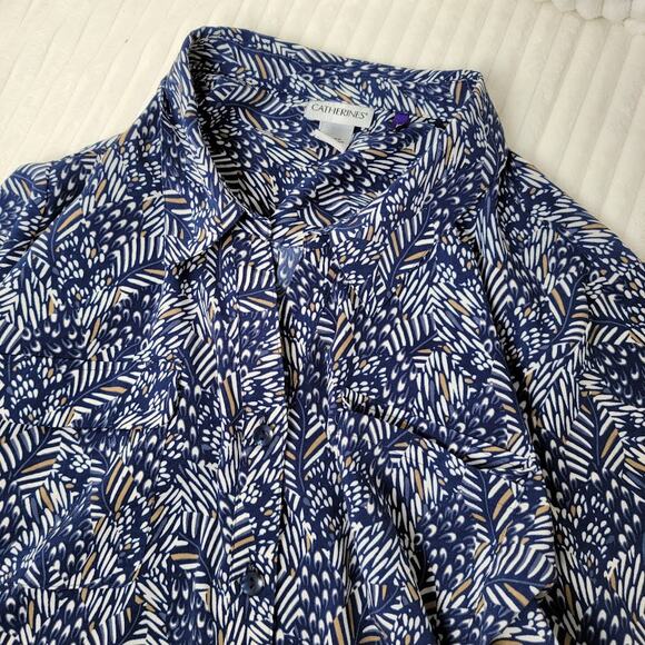 Catherine’s Women’s Blouse – Size 3X Petite Navy Blue Leaf Print | RN 99249 - Picture 10 of 10